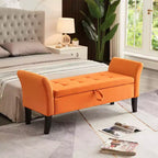 MAYEERTY Banc de rangement en velours, banc capitonné avec pieds en bois massif, ottoman multi-usage pour chambre à coucher, salon, couloir, gris