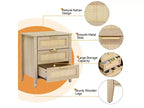 Table de chevet en rotin naturel, lot de 2, style bohème, 3 tiroirs, pour petits espaces/chambre à coucher