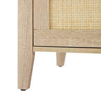 Table de chevet en rotin naturel, lot de 2, style bohème, 3 tiroirs, pour petits espaces/chambre à coucher