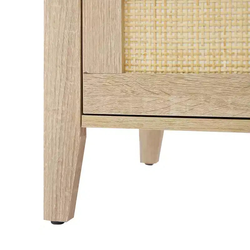 Table de chevet en rotin naturel, lot de 2, style bohème, 3 tiroirs, pour petits espaces/chambre à coucher
