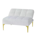 MAYEERTY Canapé simple futon confortable en tissu Teddy avec pieds en métal doré, mousse et ressorts pour salon blanc