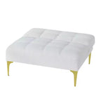 MAYEERTY Canapé simple futon confortable en tissu Teddy avec pieds en métal doré, mousse et ressorts pour salon blanc
