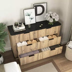 JVNOXK47.Meuble Moderne Multifonctionnel à Six Tiroirs de 50,8 cm avec Coins Arrondis, Convient comme Bahut ou Meuble de Rangement, Bois Naturel