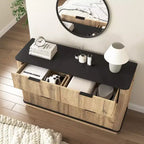JVNOXK47.Meuble Moderne Multifonctionnel à Six Tiroirs de 50,8 cm avec Coins Arrondis, Convient comme Bahut ou Meuble de Rangement, Bois Naturel