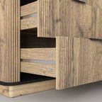 JVNOXK47.Meuble Moderne Multifonctionnel à Six Tiroirs de 50,8 cm avec Coins Arrondis, Convient comme Bahut ou Meuble de Rangement, Bois Naturel