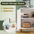 TUYOHW Meuble Buffet Moderne Blanc et Or, Buffet 150 cm avec Portes pour Rangement Salle à Manger et Entrée