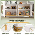 TUYOHW Meuble Buffet Moderne Blanc et Or, Buffet 150 cm avec Portes pour Rangement Salle à Manger et Entrée