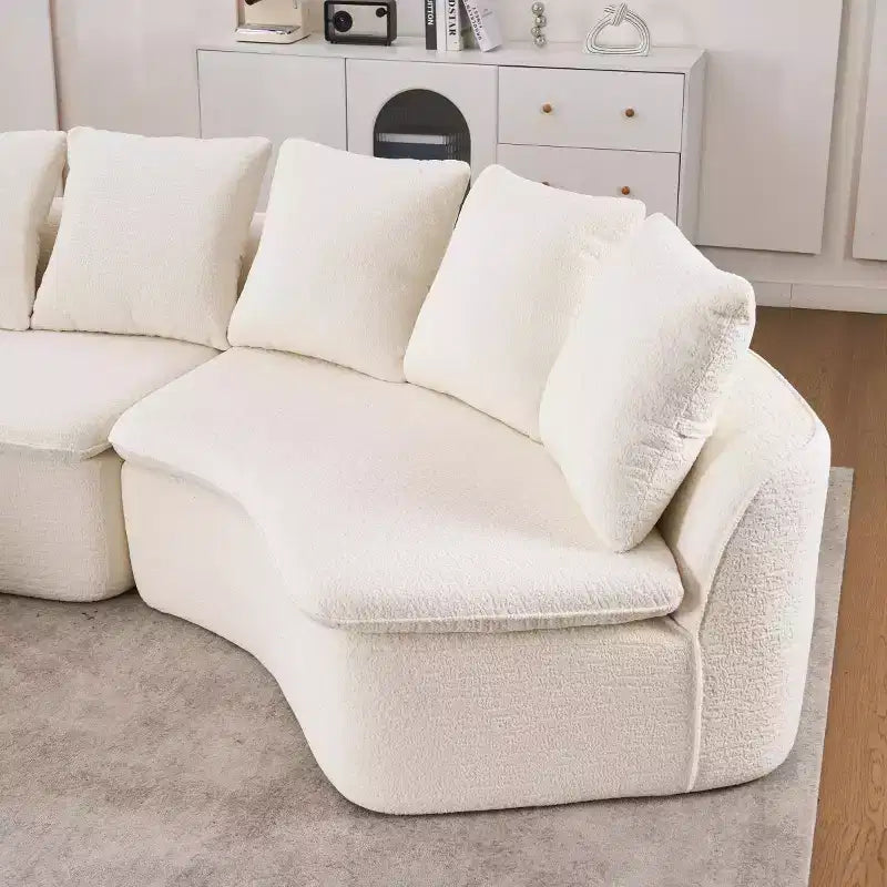 Canapé modulable incurvé moderne 133 avec pouf, Canapé sectionnel 3 places en chenille douce pour salon ou salle de séjour - Panipeachy