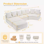 Canapé modulable incurvé moderne 133 avec pouf, Canapé sectionnel 3 places en chenille douce pour salon ou salle de séjour - Panipeachy