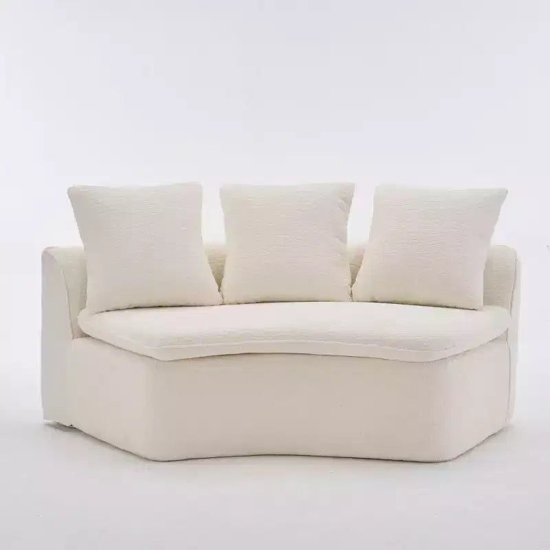 Canapé modulable incurvé moderne 133 avec pouf, Canapé sectionnel 3 places en chenille douce pour salon ou salle de séjour - Panipeachy