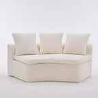 Canapé modulable incurvé moderne 133 avec pouf, Canapé sectionnel 3 places en chenille douce pour salon ou salle de séjour - Panipeachy