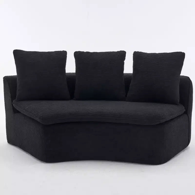 Canapé modulable incurvé moderne 133 avec pouf, Canapé sectionnel 3 places en chenille douce pour salon ou salle de séjour - Panipeachy