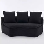 Canapé modulable incurvé moderne 133 avec pouf, Canapé sectionnel 3 places en chenille douce pour salon ou salle de séjour - Panipeachy