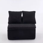 Canapé modulable incurvé moderne 133 avec pouf, Canapé sectionnel 3 places en chenille douce pour salon ou salle de séjour - Panipeachy