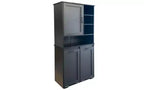 VIYET 63 Meuble de buanderie autoportant noir - Panneau de particules + MDF, panier basculant, étagères réglables et rangements multiples
