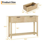 Table console avec 2 tiroirs cannelés, table d'entrée de 109 cm avec étagère de rangement ouverte, rangement pour l'entrée derrière le canapé