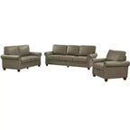 MAYEERTY Canapé sectionnel 3 pièces en similicuir avec rangement et clous décoratifs argentés pour salon, couleur taupe