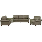 MAYEERTY Canapé sectionnel 3 pièces en similicuir avec rangement et clous décoratifs argentés pour salon, couleur taupe