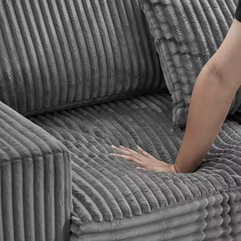 MAYEERTY 93 Canapé d'angle en forme de L avec méridienne réversible Canapé moelleux en velours côtelé pour salon Gris