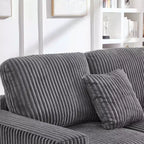 MAYEERTY 93 Canapé d'angle en forme de L avec méridienne réversible Canapé moelleux en velours côtelé pour salon Gris