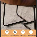 Table basse moderne, petite table d'appoint ronde avec base géométrique en fer et plateau en MDF noyer, table d'appoint compacte pour salon, bureau, dortoir