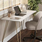 TUYOHW Bureau,Table d'étude moderne avec plateau en bois d'ingénierie durable,pieds en métal épingle,poste de travail compact pour petits espaces