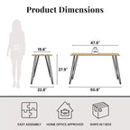 TUYOHW Bureau,Table d'étude moderne avec plateau en bois d'ingénierie durable,pieds en métal épingle,poste de travail compact pour petits espaces