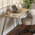 TUYOHW Bureau,Table d'étude moderne avec plateau en bois d'ingénierie durable,pieds en métal épingle,poste de travail compact pour petits espaces