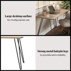TUYOHW Bureau,Table d'étude moderne avec plateau en bois d'ingénierie durable,pieds en métal épingle,poste de travail compact pour petits espaces