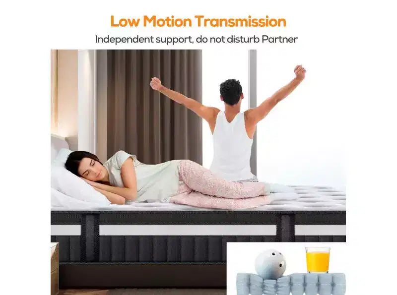 Liquidation matelas King - Matelas hybride 14 pouces en boîte, ressorts ensachés, fermeté moyenne, isolation des mouvements, certifié CertiPUR-US, sans fibre de verre