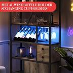 Meuble de Bar Multifonctionnel avec Porte-Verres, Étagère de Rangement Haute et Support pour Micro-Ondes de Cuisine pour Utilisation dans le Salon, la Salle à Manger ou la Cuisine