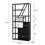 Meuble de Bar Multifonctionnel avec Porte-Verres, Étagère de Rangement Haute et Support pour Micro-Ondes de Cuisine pour Utilisation dans le Salon, la Salle à Manger ou la Cuisine