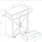 Chariot de cuisine roulant sumyeg avec étagères réglables, porte-serviettes et plateau en bois pour le rangement