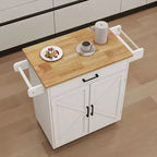 Chariot de cuisine roulant sumyeg avec étagères réglables, porte-serviettes et plateau en bois pour le rangement