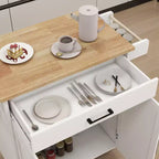 Chariot de cuisine roulant sumyeg avec étagères réglables, porte-serviettes et plateau en bois pour le rangement