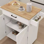 Chariot de cuisine roulant sumyeg avec étagères réglables, porte-serviettes et plateau en bois pour le rangement