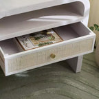 Table de chevet 1 étagère 1 tiroir Prisha - NST6611 - Blanc blanchi - Safavieh
