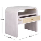 Table de chevet 1 étagère 1 tiroir Prisha - NST6611 - Blanc blanchi - Safavieh