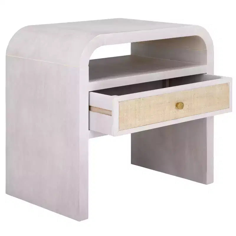 Table de chevet 1 étagère 1 tiroir Prisha - NST6611 - Blanc blanchi - Safavieh