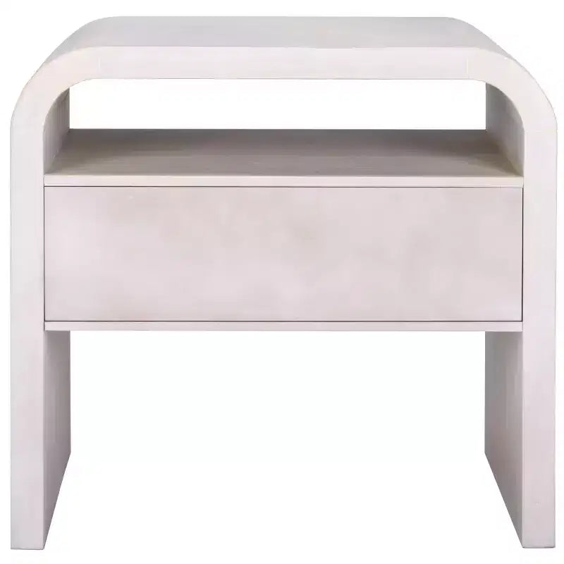 Table de chevet 1 étagère 1 tiroir Prisha - NST6611 - Blanc blanchi - Safavieh