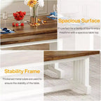 Lantine Ensemble Table à Manger 2 Personnes 119 cm, Table de Cuisine 3 Pièces avec Bancs pour Petits Espaces, Appartement, Blanc et Marron Rustique