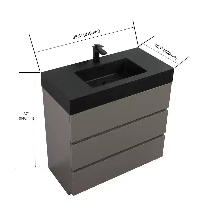 Meuble de salle de bain 36 pouces avec lavabo, meuble-lavabo autoportant avec évier, armoire de rangement avec tiroir pour salle de bain