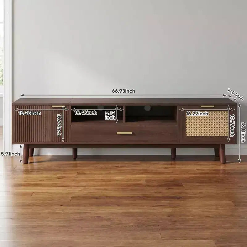 Meuble TV moderne JVNOXK pour téléviseurs 75 pouces, meuble TV avec porte à fermeture douce et porte abattante, consoles TV modernes pour salon