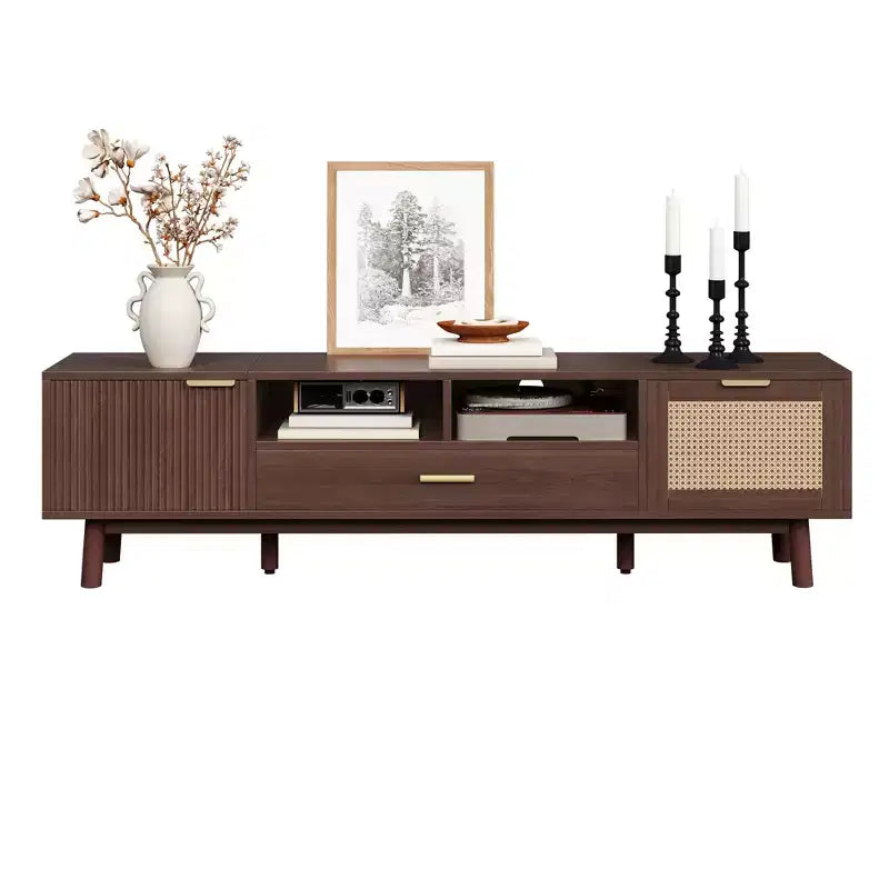Meuble TV moderne JVNOXK pour téléviseurs 75 pouces, meuble TV avec porte à fermeture douce et porte abattante, consoles TV modernes pour salon