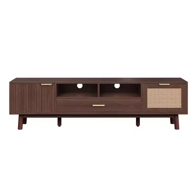 Meuble TV moderne JVNOXK pour téléviseurs 75 pouces, meuble TV avec porte à fermeture douce et porte abattante, consoles TV modernes pour salon