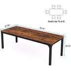 Table de salle à manger Lantine de 199,9 cm de long pour 6-8 personnes, table à dîner rectangulaire industrielle en bois avec pieds en métal robustes, marron rustique, table uniquement