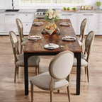 Table de salle à manger Lantine de 199,9 cm de long pour 6-8 personnes, table à dîner rectangulaire industrielle en bois avec pieds en métal robustes, marron rustique, table uniquement