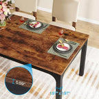 Table de salle à manger Lantine de 199,9 cm de long pour 6-8 personnes, table à dîner rectangulaire industrielle en bois avec pieds en métal robustes, marron rustique, table uniquement