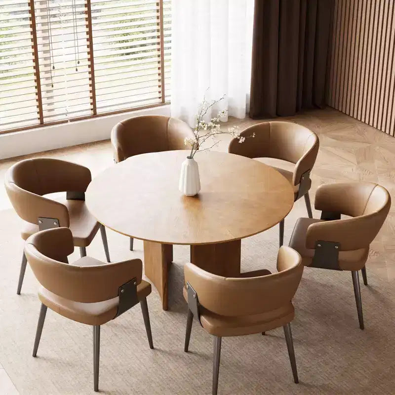 Gaoyangjiaju Table à Manger Ronde de 150 cm pour 6 Personnes, Table de Cuisine Moderne Style Mid-Century, Bureau Circulaire pour Salle à Manger