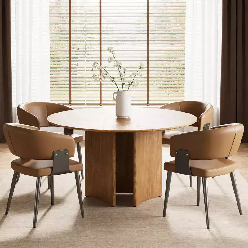 Gaoyangjiaju Table à Manger Ronde de 150 cm pour 6 Personnes, Table de Cuisine Moderne Style Mid-Century, Bureau Circulaire pour Salle à Manger